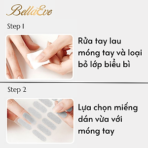 Bộ 20 Miếng Dán Móng Tay Kiểu Hàn Quốc Silicon Không Keo Dán Bellaeve