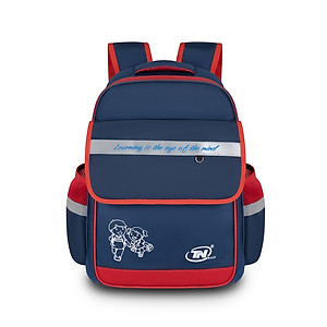 Balo học sinh TN.Bags xanh đen phối đỏ – Balo tiểu học có nắp siêu nhẹ nhiều ngăn cao cấp cho bé năng động TNB3016