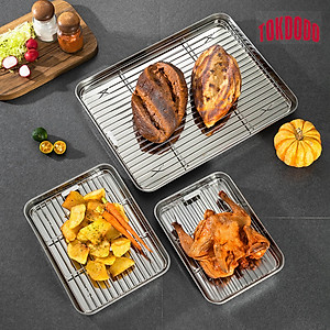 Khay Nướng Inox TOKDODO Kèm Vỉ Hấp Dùng Để Nướng Bánh , Thực Phẩm, Up Cốc Tiện Dụng
