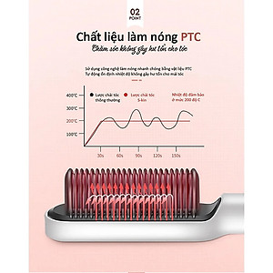 Lược Điện Chải Tóc, Công Suất 45W, Giúp Tóc Bồng Bềnh, Óng Mượt; Làm Xoăn, Duỗi Thẳng Dễ Dàng, Có Đèn Cảnh Báo Nhiệt Độ, Tăng Giảm Nhiệt Độ Dễ Dàng- Hàng Chính Hãng