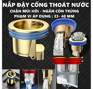 Nắp đậy cống thoát nước KG26 ngăn mùi hôi nhà tắm chống côn trùng bằng đồng kt 3.3cm đến 4.2cm- Hàng chính hãng