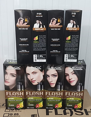 (Đen Tự Nhiên) Dầu Gội Nhuộm Tóc Đen Phủ Bạc Thảo Dược Siêu Dưỡng LAVOX FLASH 500ml - P01