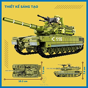 Đồ chơi lắp ráp sáng tạo xe tăng chủ lực Merkava MK-4, 475 chi tiết nhiều kiểu chơi vui nhộn cho bé