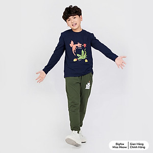 Bộ bé trai thu đông BIGFOX - MISS MEOW size đại, bộ dài tay cho bé hình in khủng long cỡ trẻ em 3-11 tuổi 11 - 37 kg