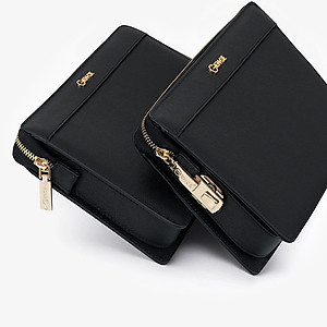 Clutch Da Hàng Hiệu Ví Nam Cầm Tay Công Sở GENCE HT11 Da Bò Cao Cấp Màu Đen Hai Phân Loại Khóa Thường Và Khóa Số