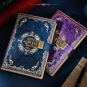 SỔ TAY, NHẬT KÝ BÌA DA CAO CẤP PHONG CÁCH CỔ ĐIỂN VINTAGE CÓ KHÓA MẬT KHẨU