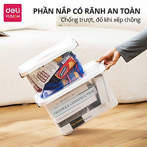Hộp Nhựa Đựng Đồ Trong Suốt Có Nắp Gài DELI - Thùng Nhựa Đa Năng Quần Áo, Đồ Chơi Sách