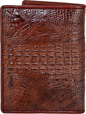 Ví Nam Da Cá Sấu Nguyên Con Kiểu Đứng Huy Hoàng HT2239 (12.5 x 10 cm) - Nâu Đất