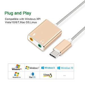 SOAIY Dây chia mic và loa từ cổng Type C âm thanh 3D - Hàng Nhập Khẩu