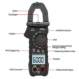 Đồng hồ, ampe kìm ABG zoyi ZT-QS9 đo điện vạn năng kỹ thuật số TRMS 6000 số đếm, bộ kẹp khởi động kỹ thuật số, đo dòng điện AC/DC, đo chống nhiễu