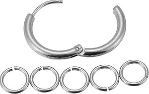 Bộ Bông tai nam inox khuyên tròn 12mm BT321 (Màu Bạc) - 2 chiếc