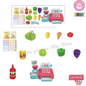 Đồ chơi siêu thị Bowa 8352A, quầy thanh toán 15 món có dùng pin