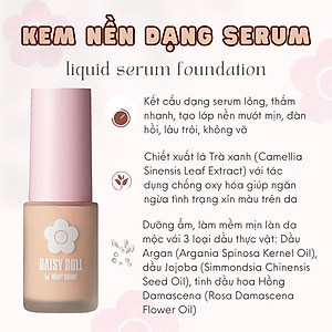 Kem Nền Kết Cấu Dạng Serum Lì Mịn Như Nhung Daisy Doll Nhật Bản BB Serum SPF 30 Mỏng Nhẹ 28ml