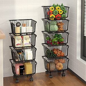 Kệ rổ đựng đồ nhà bếp đa năng nhiều tầng di động HOBBY Home Decor KRNT