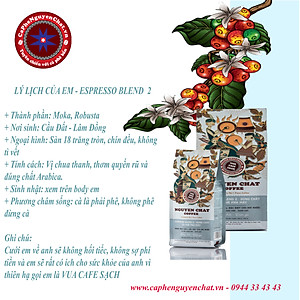 Cà phê ESPRESSO BLEND No.2 dạng hạt nguyên chất đậm vị phong cách Ý, hậu vị kéo dài - 250g