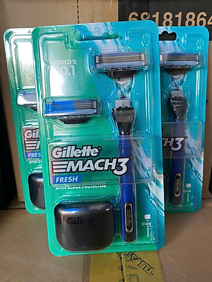 Dao Cạo Râu Gillette Mach3+ New (1 Cán + 2 Lưỡi)