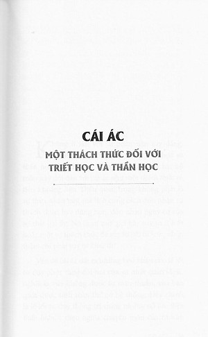 Sách Cái Ác - Một Thách Thức Đối Với Tiết Học Và Thần Học
