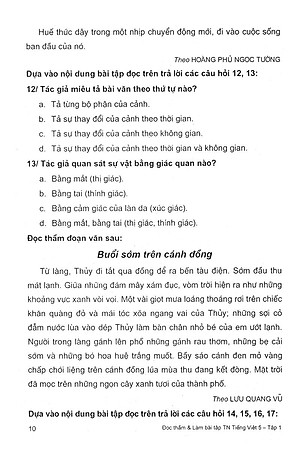 Sách Đọc Thầm Và Làm Bài Tập Trắc Nghiệm Tiếng Việt Lớp 5 - Tập 1