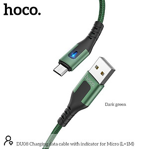 Cáp Sạc Micro-USB Có Đèn Cho Android, Samsung,... Hoco DU08 1M/2M, Cáp Dây Dù Siêu Bền, Sạc Nhanh 2.4 - Hàng Chính Hãng