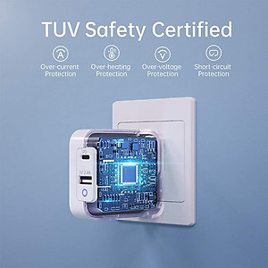 Adapter Củ Sạc Nhanh GaN 65W 1 Cổng USB, 1 Cổng Type C CHOETECH PD8002 Kèm Cáp Type C 65W Sạc Cho Macbook, Laptop, Smartphone - Hàng Chính Hãng