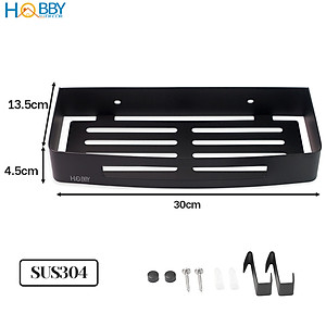 Kệ chữ nhật phòng tắm màu đen Inox 304 gắn tường Hobby Home Decor KCN3