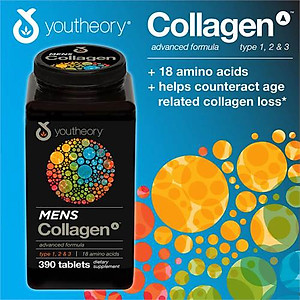 Collagen Cho Nam Youtheory Mỹ Chứa Collagen, Vitamin C, Biotin… Tạo Sức Khỏe Từ Bên Trong Cho Da, Tóc, Móng, Sụn, Gân, Dây Chằng, Khớp, Tim Mạch Và Tăng Hệ Miễn Dịch - QuaTangMe Extaste