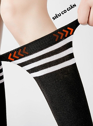 Tất Đùi Dày Dặn Qua Đầu Gối Dễ Thương Coplay Hàn Quốc Sọc Trắng Đen