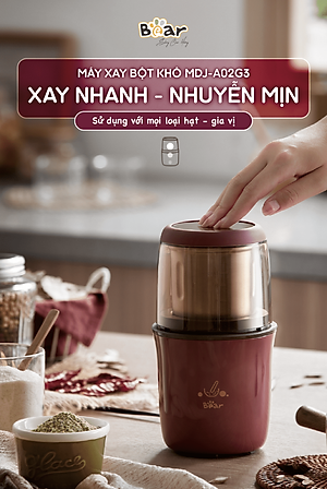 Máy Xay Cà Phê, Máy Xay Hạt Thực Phẩm Khô Đa Năng BEAR MDJ – A02G3 Chế Độ Xay Cực Êm Dung Tích 200 ML Công Suất 200 W- Hàng Chính Hãng