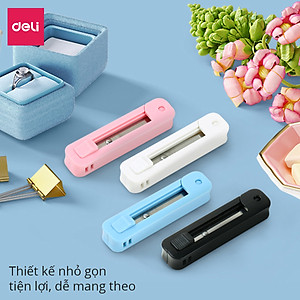 Kéo mini tiện lợi 105mm Deli - 5 màu Đen/ Xanh/ Hồng/ Trắng - Dành cho văn phòng, học sinh, sắc bén - 6072