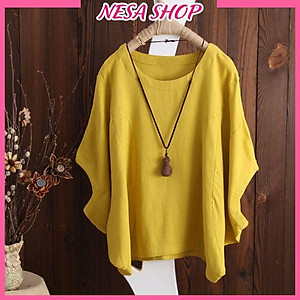 Áo kiểu nữ đẹp NeSa Shop, chất liệu đũi mềm mát, áo kiểu form rộng cánh dơi, thời trang nữ AKH.36