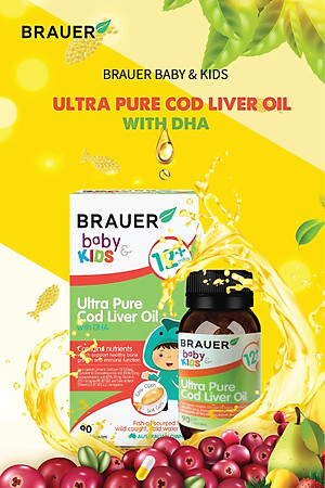 DHA dầu cá tuyết tinh khiết cho trẻ sơ sinh, trẻ nhỏ Brauer DHA Úc giúp phát triển trí não, tăng khả năng tập trung, cải thiện thị lực-OZ Slim Store