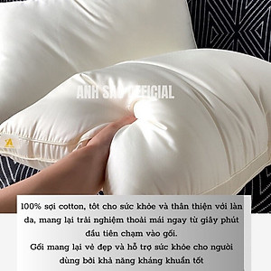 1 Gối Lông vũ Microfiber Cao cấp A - Đạt Chứng nhận OEKO-TEK an toàn sức khỏe, không chứa chất độc hại - Gối nằm êm ái, mềm mịn, kháng khuẩn - Gối chuẩn khách sạn 5 sao