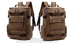 Balo du lịch nam vải canvas cao cấp Dành Cho Đi Học, Dã Ngoại, Đi Phượt, Đựng Laptop (14-17")