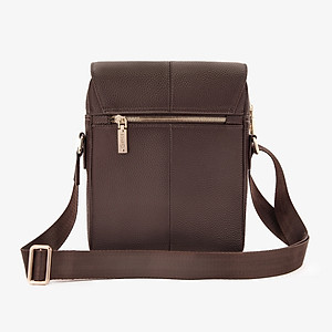 Túi Đeo Chéo Nam Hàng Hiệu GENCE TD09 Da Bò Mềm Cao Cấp Màu Nâu Đậm Dáng Dọc