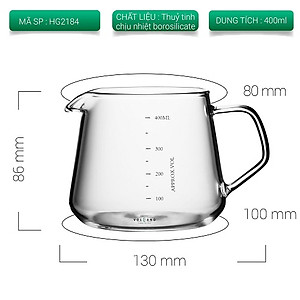 Bình pha cà phê thủy tinh chịu nhiệt Tiamo không nắp