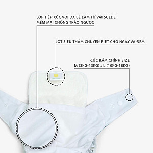 Bỉm Vải Cho Bé, Quần Tã Vải Cao Cấp Goodmama Chống Tràn Chống Hăm Cho Bé Size M,L