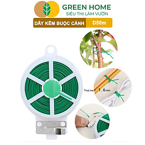 Dây Buộc Cành GreenHome, Dài 50m, Kẽm Bọc Nhựa, Tích Hợp Đầu Cắt Tiện Lợi, Cố Định Thân Cây, Làm Giàn Leo