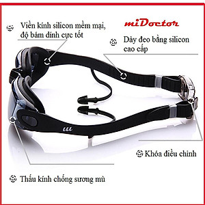 Kính Bơi Người Lớn Nam Nữ Cao Cấp miDoctor - Tặng Kèm Bịt Tai + Hộp Đựng Kính - Hàng Chính Hãng