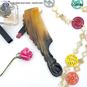  Lược Sừng Vân Nưa Chuôi Cuốn (Size: XL-20cm) Họa Tiết Uốn Lượn Sắc Sảo, Chăm sóc tóc - COH160