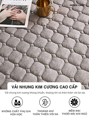 Chiếu Đệm Ngủ Văn Phòng OFFICE CHILL Tấm Đệm Lót Ngủ Chần Bông Microfiber Kháng Khuẩn Thoáng Khí Xếp Gọn