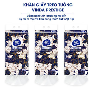[3 GÓI KHĂN TREO TƯỜNG TẶNG 1 MÓC TREO] Khăn giấy treo tường cao cấp Vinda Prestige 4D 3 lớp 212 tờ
