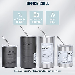 Ly Giữ Nhiệt 8 Tiếng Inox 304 5 Lớp, Cốc Giữ Nhiệt Iced Americano Cao Cấp Bán Chạy Bảo Hành 90 Ngày Tại Office Chill