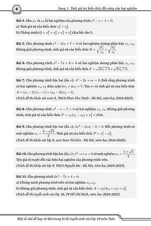 Một Số Chủ đề hay Và Khó trong kỳ thi vào lớp 10 môn Toán