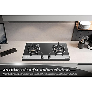 Bếp gas âm kính Sunhouse SHB8836, Mặt kính cường lực siêu bền, Có cảm biến tự động ngắt gas, Hàng chính hãng - Bảo hành 24 tháng tại nhà