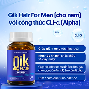 [Tặng Hộp 15v] Combo 4 Hộp 30v - Viên Uống Mọc Tóc Qik Hair For Men Ecogreen Giảm Rụng Tóc Cho Nam