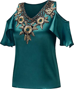 Áo trễ vai nữ thiêu hoa dành cho người mập