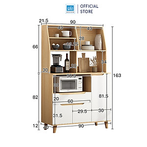 Tủ Gỗ Để Đồ Nhà Bếp Với Nhiều Ngăn Kệ Đa Năng, Hiện Đại Thương Hiệu SIB Decor KG23