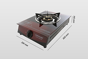 Combo Bếp Gas Dương Đơn Mặt Kính Sunhouse SHB212KG Kèm Van Dây - Hàng Chính Hãng