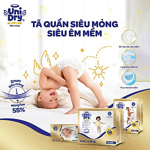 [Mẫu mới] Tã quần Unidry G3X Supreme siêu mỏng size XL - 60+8 miếng