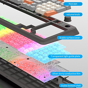 Bàn Phím Led Rainbow Gaming Giả cơ K82 có núm chỉnh âm lượng cho máy tính , laptop hàng nhập khẩu